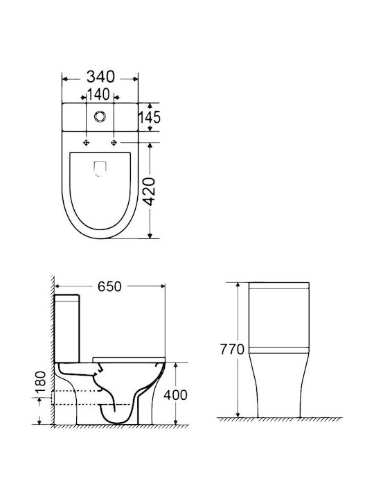 Bianco Ceramica Aida/65 Stehende Toilette Randlos mit Spülung mit Schlank Deckel Sanftes Schließen Weiße