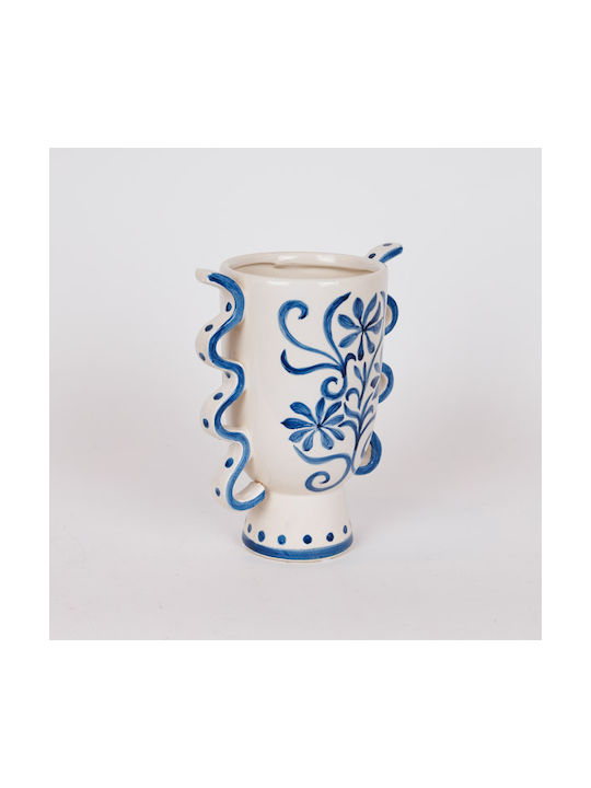 Decorative Vase Flowers Blue 20.8x13x23.8cm
