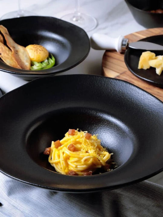Porto Brasil Plate Pasta Ceramic Black with Diameter 28cm