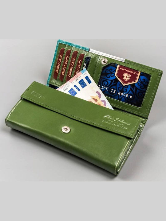 Large Leather Women's Wallet with RFID Green