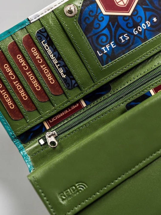 Large Leather Women's Wallet with RFID Green