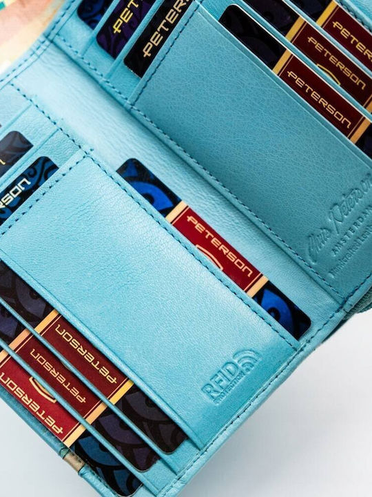 Groß Leder Damen Geldbörse mit RFID Blau