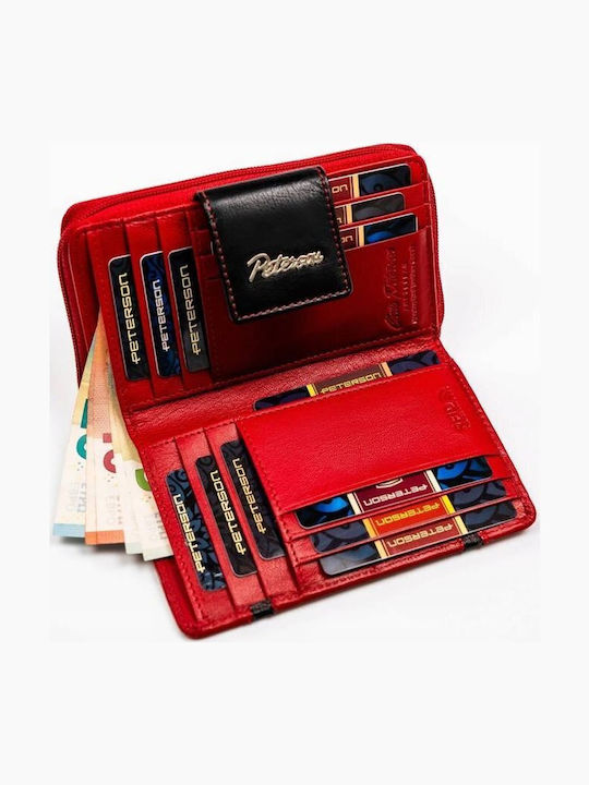 Large Leather Women's Wallet with RFID Red