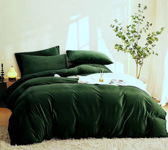 Kotonia Home Cearceafuri Pentru Hotel 220x240 Cm 100% Bumbac Deluxe Satin Damasc Verde Smarald