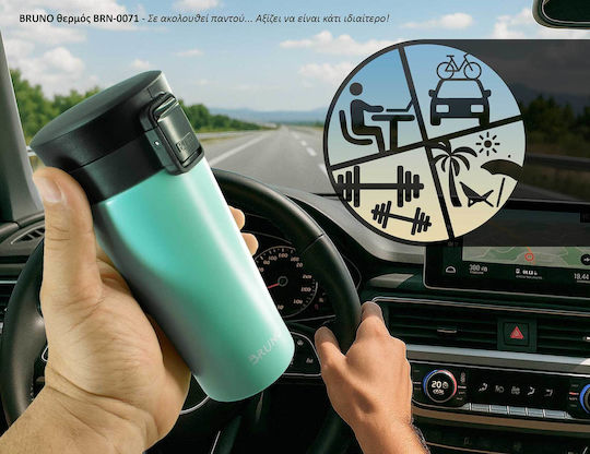 Bruno Flasche Thermosflasche Rostfreier Stahl 400ml Hellblau mit Mundstück