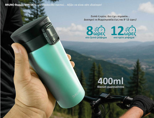 Bruno Flasche Thermosflasche Rostfreier Stahl 400ml Hellblau mit Mundstück