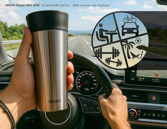 Bruno Glas Thermosflasche Rostfreier Stahl 360ml Silber mit Mundstück