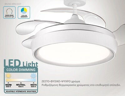 Bruno Ventilator de Tavan 106,68cm cu Lumină Alb