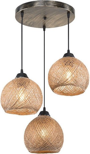 Pakketo PWL-1121 Hängelampe Braun Boho mit Fassung E27 40x40x75cm.