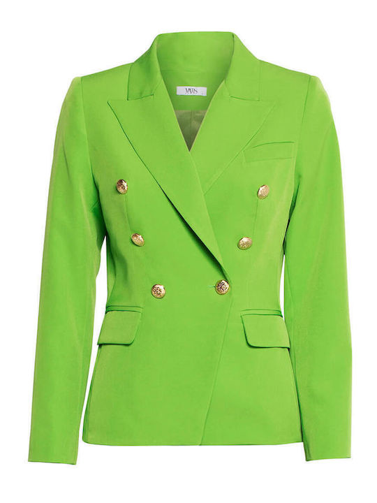 Matis Fashion Women's Double Breasted Blazer Green