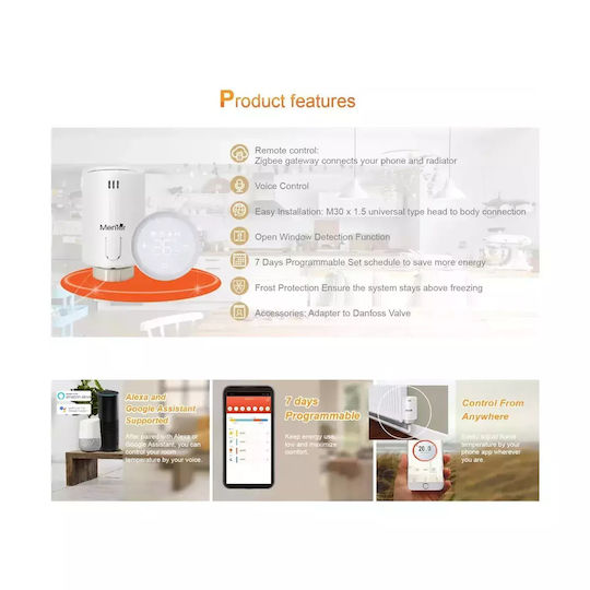Kit Valvă Termostatică Smart Hub Radiator Mentor Tszb301 3.1 Zigbee LCD