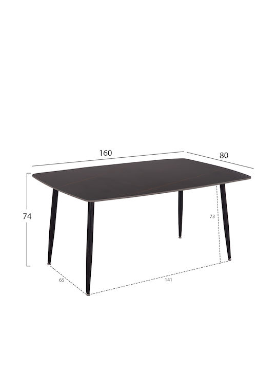 Raven Tisch Speisesaal Black Marble 160x80x74cm