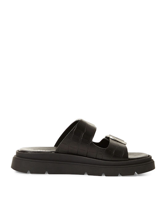 Leather Women's Flat Sandals Anatomic in Black Color
