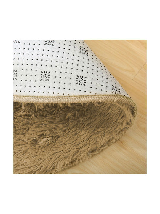 Strado Anti-slip Rug Round Shaggy Light Brown