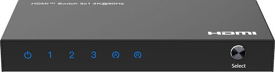 Microconnect Hdmi Switch 3x1 4k@60hz Hdcp 2.2 Remote Control Mc-hdmiswitch0301-4k