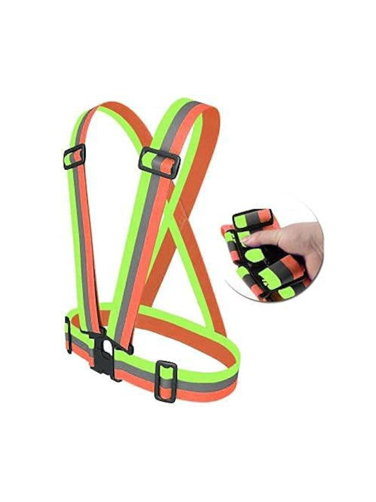 Unisex Fluorescent Elastic Suspenders Vest Reflective Stripes 1aut46
