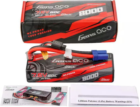 Gens Ace G-tech Батерия Li-Po 7.6V 8000mAh 60C 2S EC5 за RC Превозно Средство