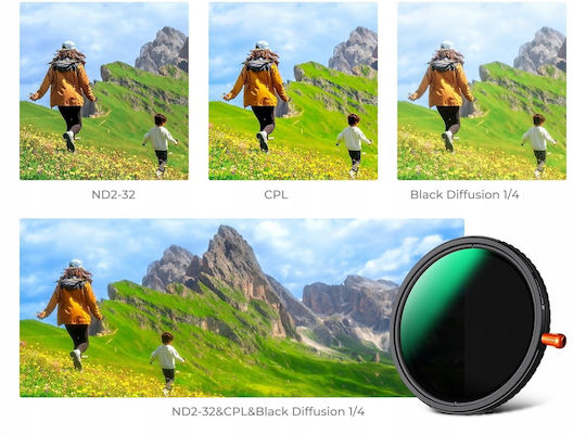K&F Concept Filtru CPL / Difuzie Cu diametrul 62mm pentru obiective foto