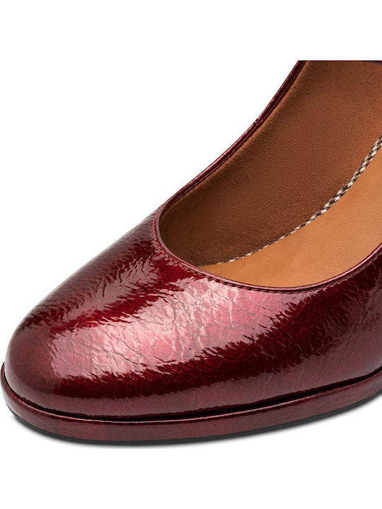 Pumps mit Riemchen Burgundisch