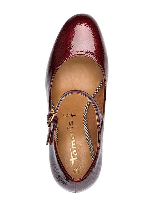 Pumps mit Riemchen Burgundisch