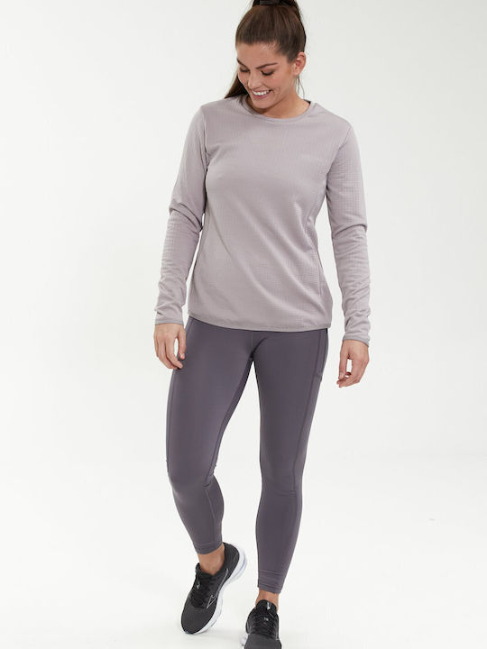 Endurance Bluse L S Leah Waffle Melange Lose Passform 1126 Gull Grau