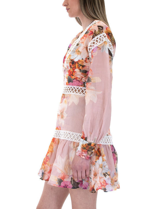 August Resortwear Long Sleeve Mini Dress Women August Beige Pink Fuchsia S23a5221-one-color