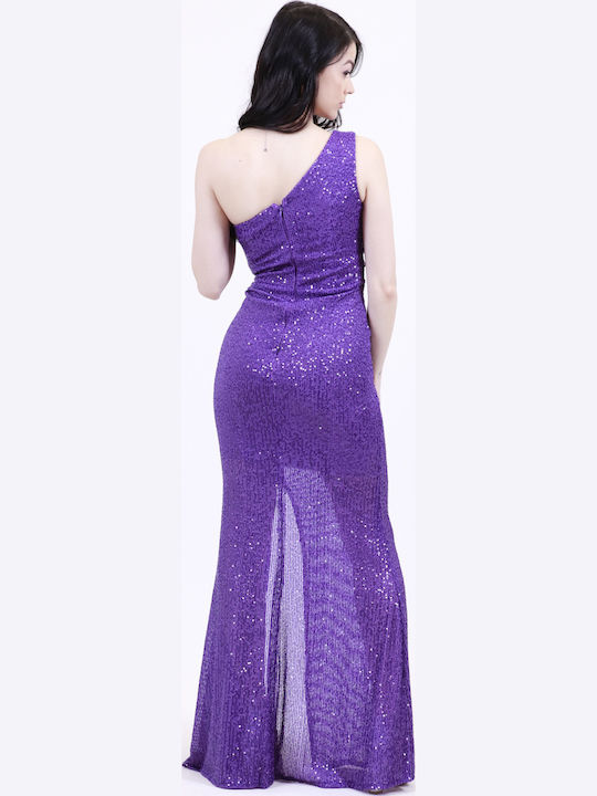 Aleya Long Dress Purple 520 Μωβ Γυναικειο Φορεμα