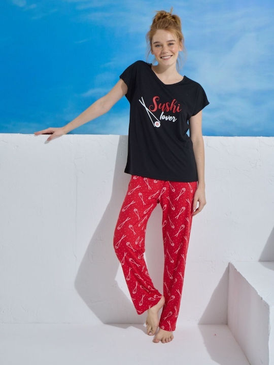 Schlafanzug & Pyjamas für Damen Pijamood Sushi Lover Viskose Rote