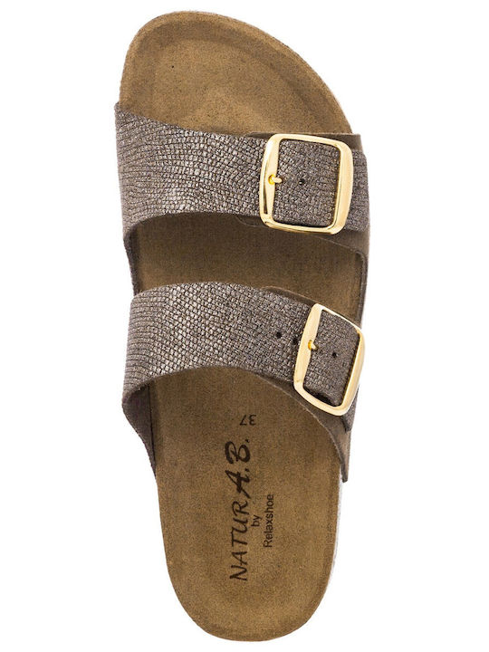 Women's Slippers 580-23015 Leather-Leather Suede Tobacco Tsoumpas