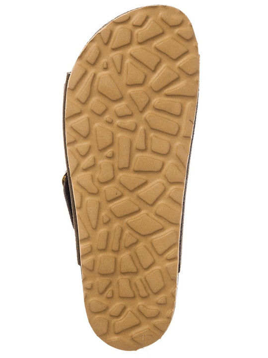 Women's Slippers 580-23015 Leather-Leather Suede Tobacco Tsoumpas