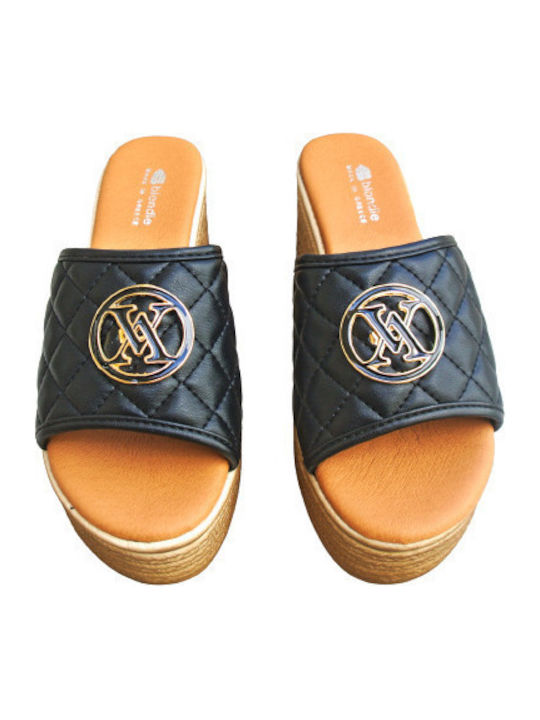 Blondie Anatomic Platform Slippers Black Soft Insole Greek Made