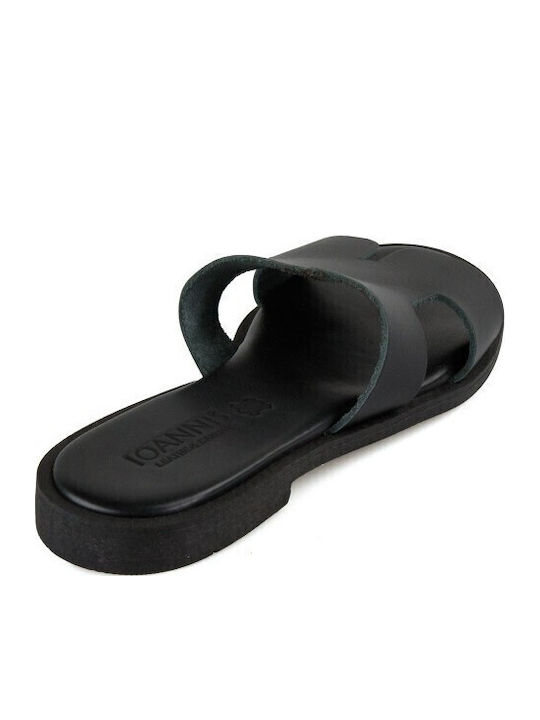 Black Leather Handmade Flat Sandal Design