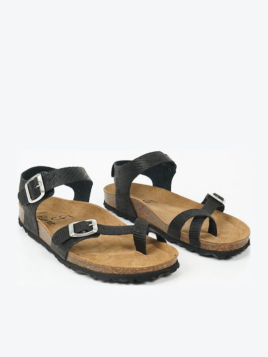 Women's Leather Sandals Black 19341