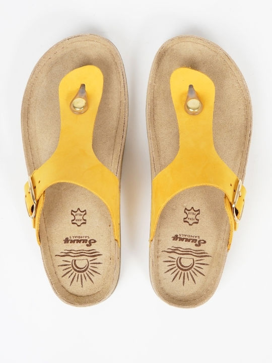 Women's Leather Sandals Yellow 19221