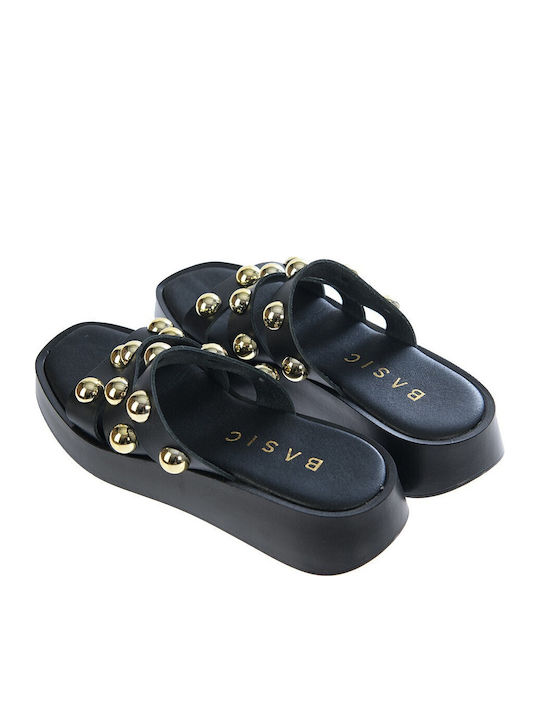 Basic 3613 Schwarze Damen Flache Sandalen