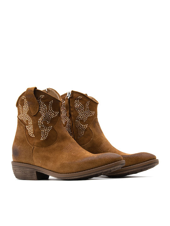 Divine Follie Suede Leather Ankle Boots Women Divine Follie Καφε Χρυσο Dvn-gaia7-cuoio-s
