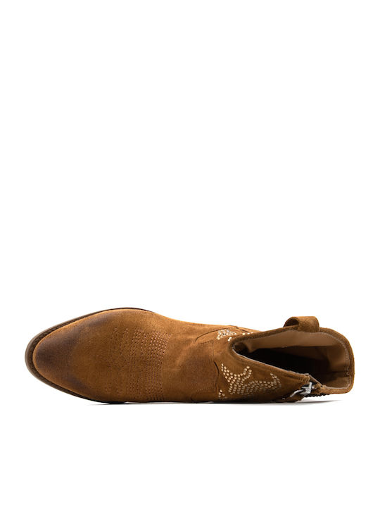 Divine Follie Suede Leather Ankle Boots Women Divine Follie Καφε Χρυσο Dvn-gaia7-cuoio-s