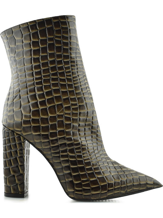 Aris Tsoubos Designer Braune Kroko Stiefeletten