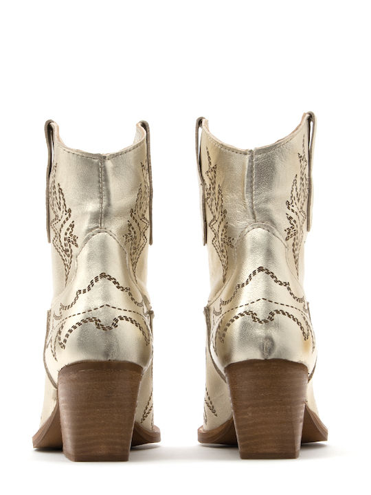 Once Leather Ankle Boots Women Once Καφε Χρυσο Nc-a55-tt-laser-lamina-l