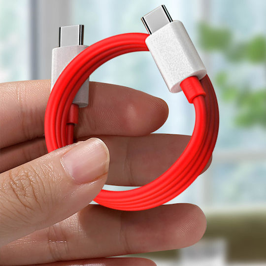 OnePlus Warp Charge Flat USB 2.0 Cable USB-C male - USB-C 65W Κόκκινο 1m C203A Bulk