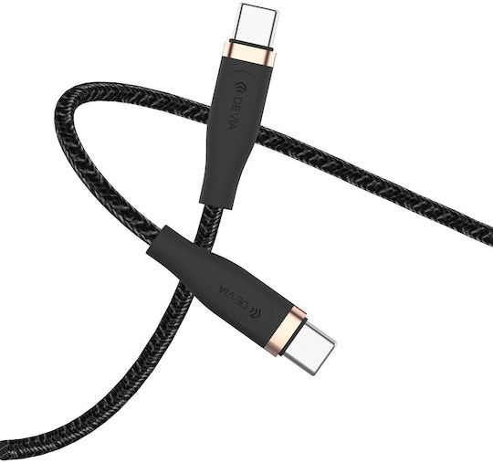 Devia USB 2.0 Cable USB-C male - USB-C 60W PD Μαύρο 1.5m