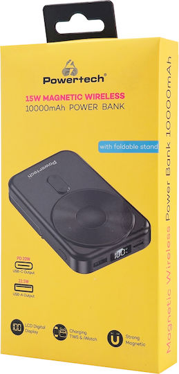 Powertech MagSafe Power Bank 10000mAh 22.5W με Θύρα USB-A και Θύρα USB-C Power Delivery / Quick Charge 3.0 Μαύρο