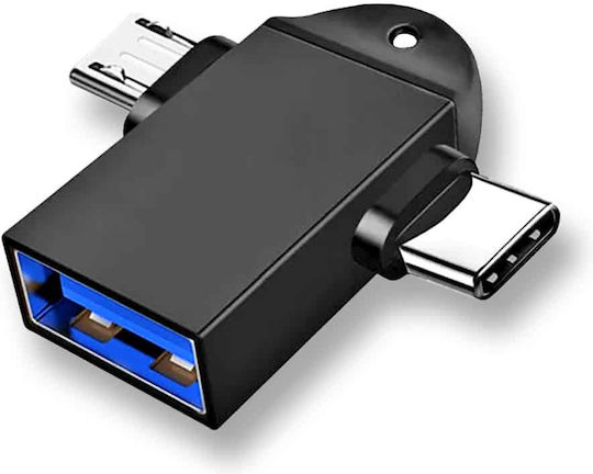 Techsuit Μετατροπέας USB-A male σε USB-C / micro USB 2x male 1τμχ