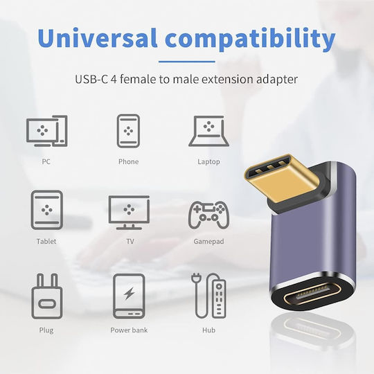 Techsuit Converter USB-C male to USB-C female Gray 1pcs