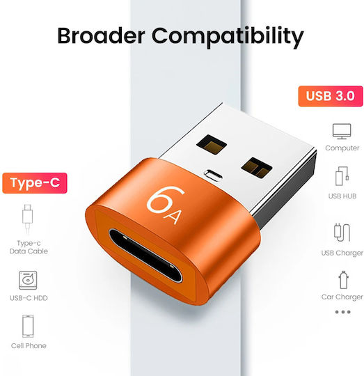 Techsuit Μετατροπέας USB-A male σε USB-C female 1τμχ