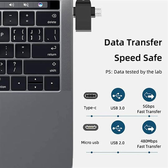 Techsuit Μετατροπέας USB-A female σε USB-C / micro USB male 1τμχ