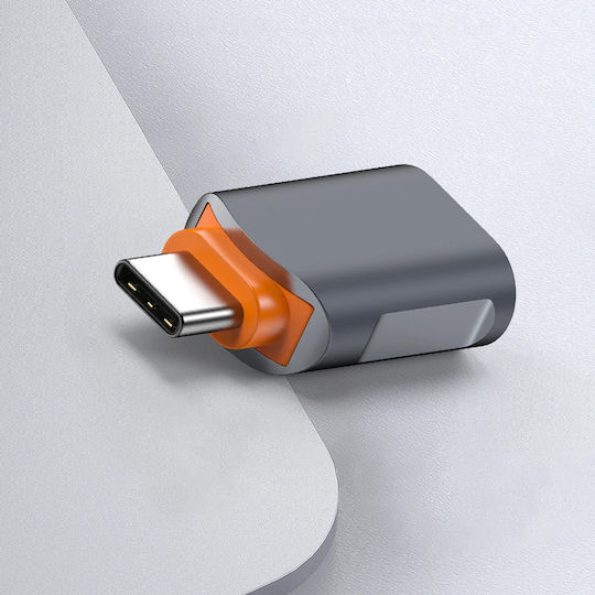 Techsuit Μετατροπέας USB-C male σε USB-A female Γκρι 1τμχ