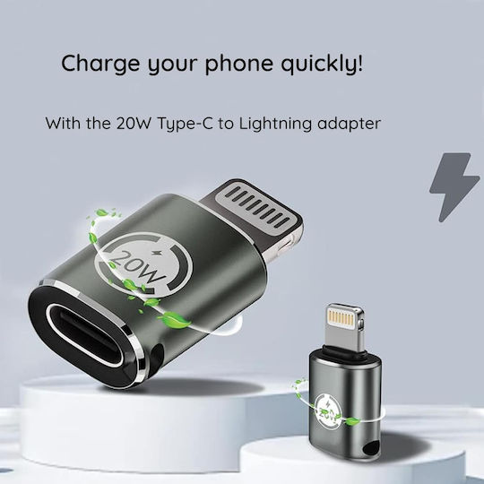 Techsuit Converter USB-C female to Lightning male Gray 1pcs