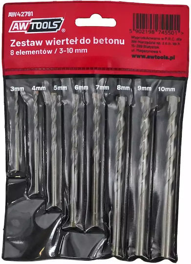 AWTools Set 8 Burghie cu Diamant Carbură cu Tija Cilindrică pentru Materiale de construcție
