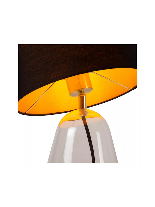 Lucide Lightning Campana Glass Table Lamp for Socket E27 with Brown Shade and Transparent Base